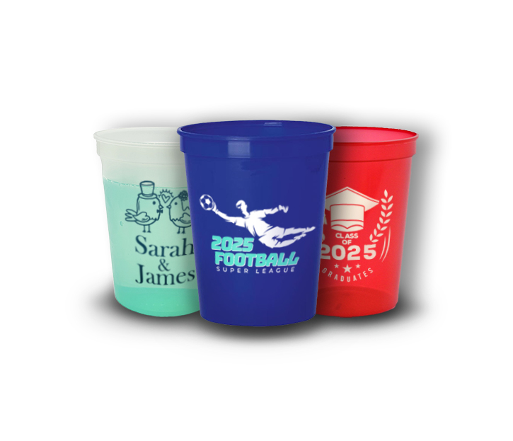 Custom stadium cups with personalized text and images