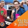Group of friends enjoying a BBQ while holding customized stadium cups