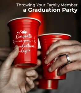 Custom reusable party cups with a fun graduation design