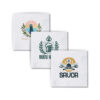 White napkins customized with unique multi-ink print details