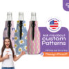 Custom patterned zipper fabric bottle coolers with full color print and unique design options