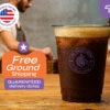 Custom 24oz clear plastic cup with coffee shop logo used for iced coffee and cold drinks