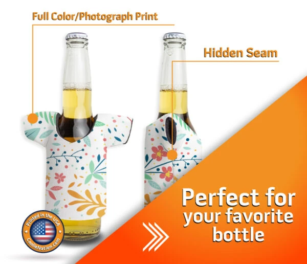 Custom jersey bottle koozie, perfect for your favorite bottle, keeps drinks cold