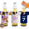 Custom graduation jersey bottle koozies, perfect for keeping drinks cold at grad parties