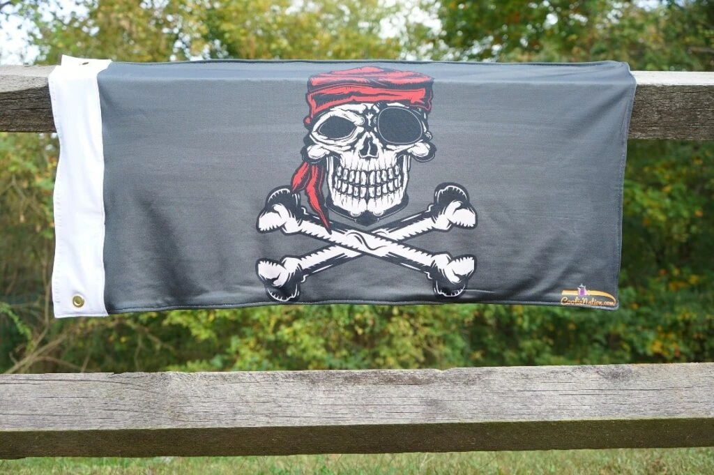Custom flag with a bold skull design