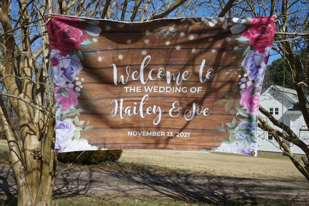 Personalized wedding banner with names and wedding date