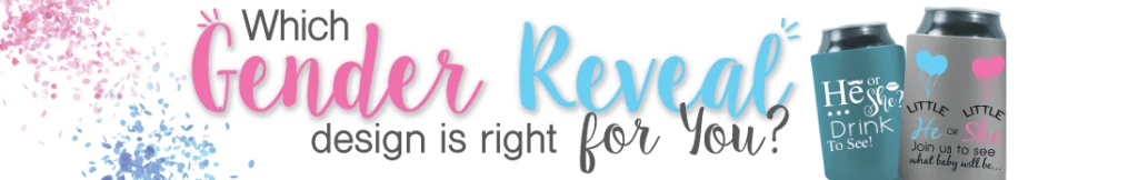 Personalized koozie for a gender reveal party