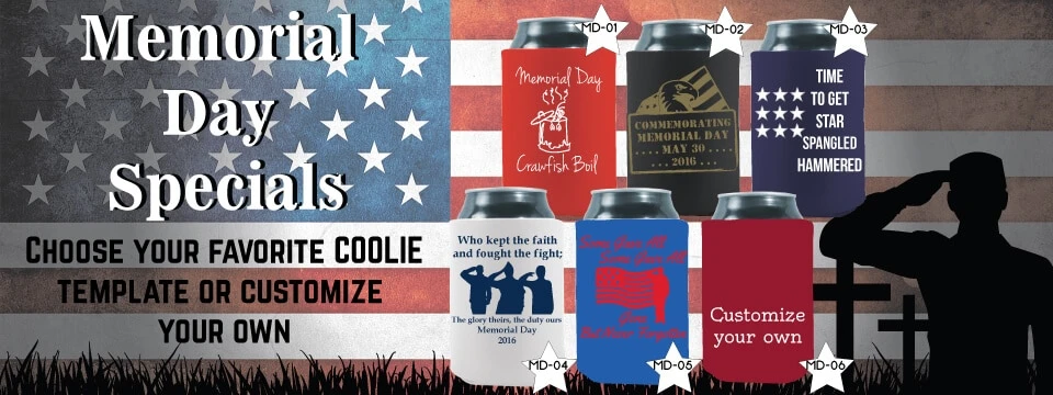 Memorial custom koozies with personalized design