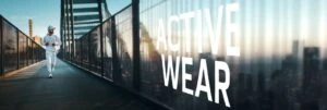 Custom active wear banner with a man running and the words 'Active Wear' displayed
